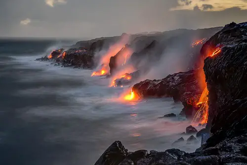Flujo de lava de la Isla Grande de Hawái