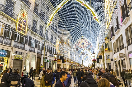 Málaga España Mercados navideños y espectáculos de luces