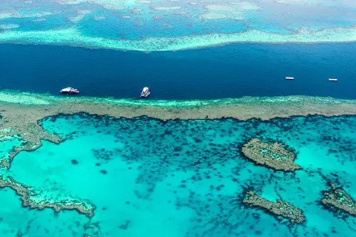 Una vista aérea de la Gran Barrera de Coral.