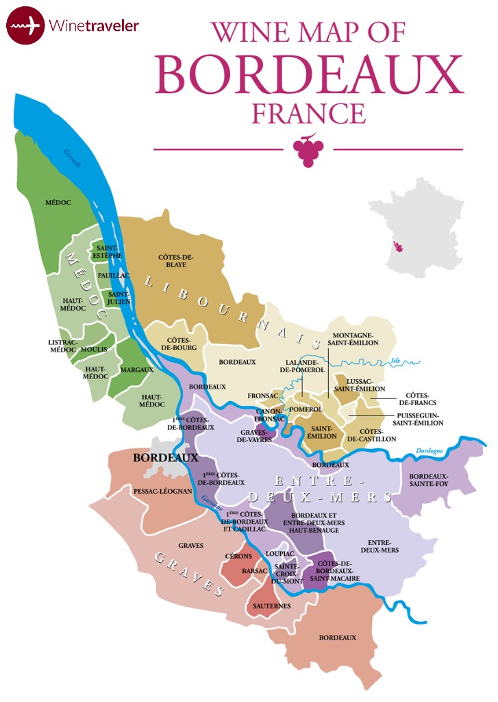 Región vinícola de Burdeos Mapa