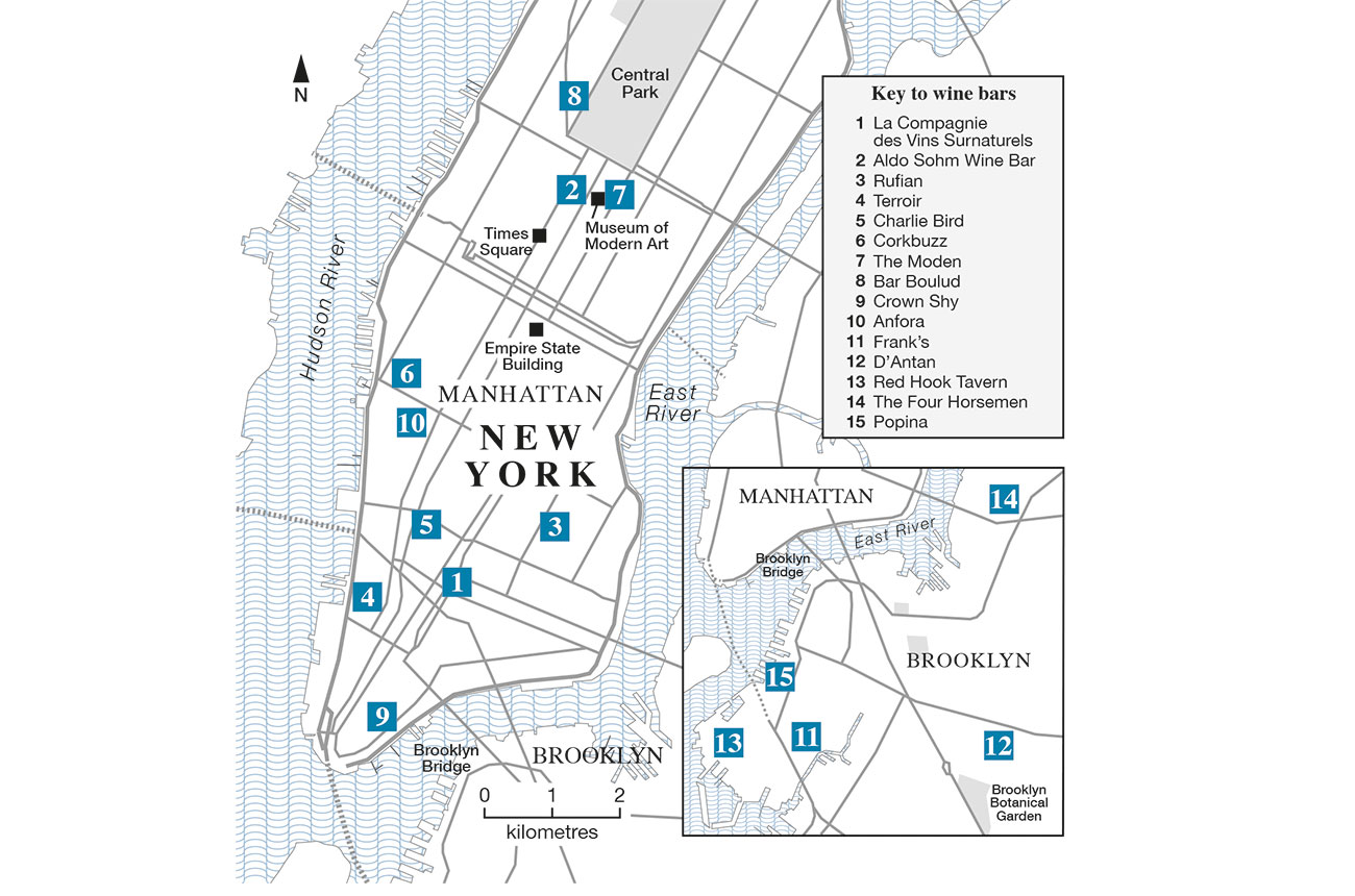 Mapa de bares de vinos de nueva york