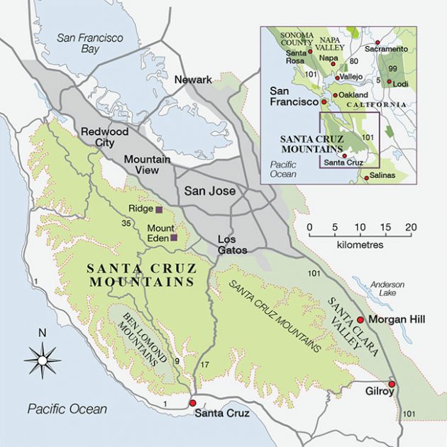 Mapa de las Montañas de Santa Cruz