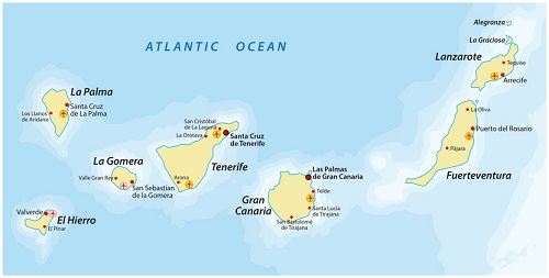 Mapa de Islas Canarias |  Winetraveler.com
