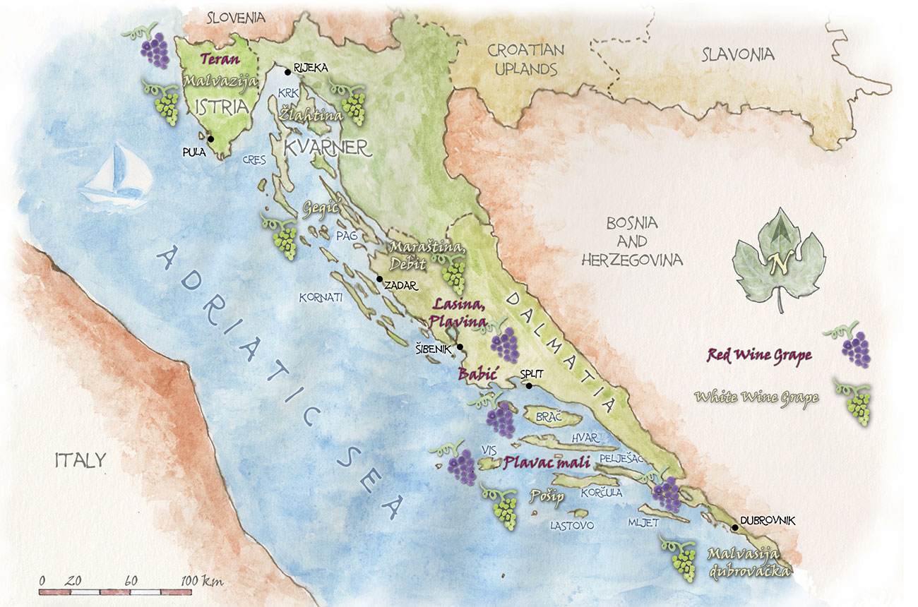 Mapa de Istria y Dalmacia